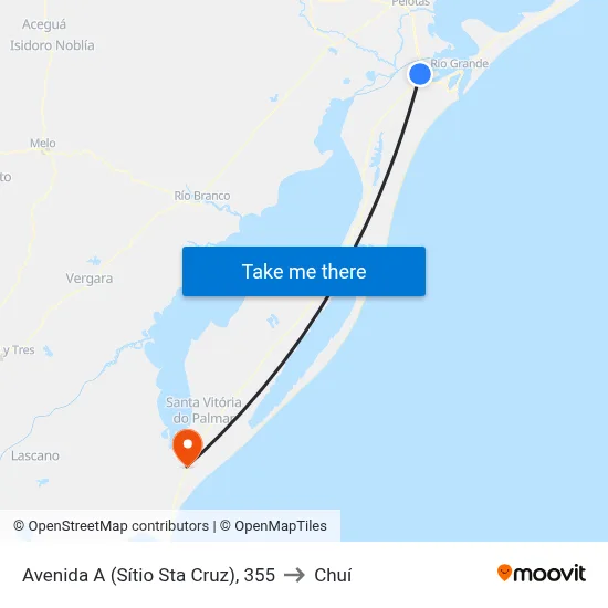 Avenida A (Sítio Sta Cruz), 355 to Chuí map
