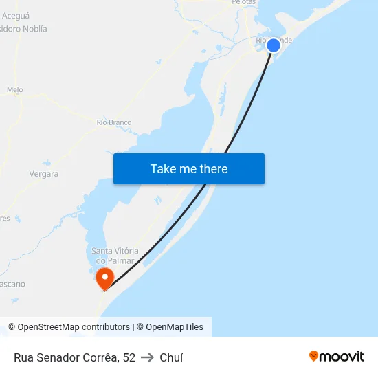 Rua Senador Corrêa, 52 to Chuí map