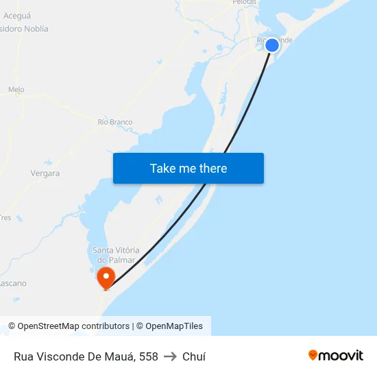 Rua Visconde De Mauá, 558 to Chuí map