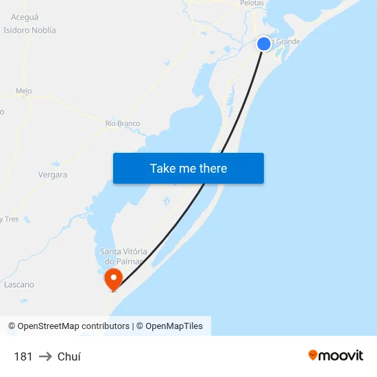 181 to Chuí map