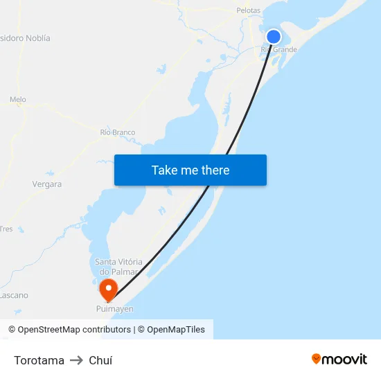 Torotama to Chuí map