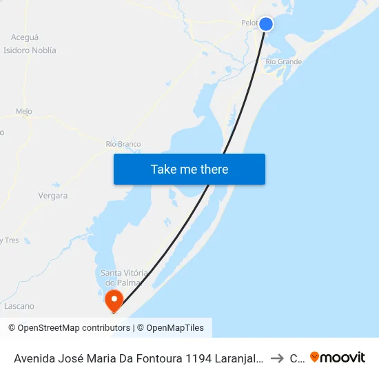 Avenida José Maria Da Fontoura 1194 Laranjal Pelotas - Rs 96090-370 Brasil to Chuí map