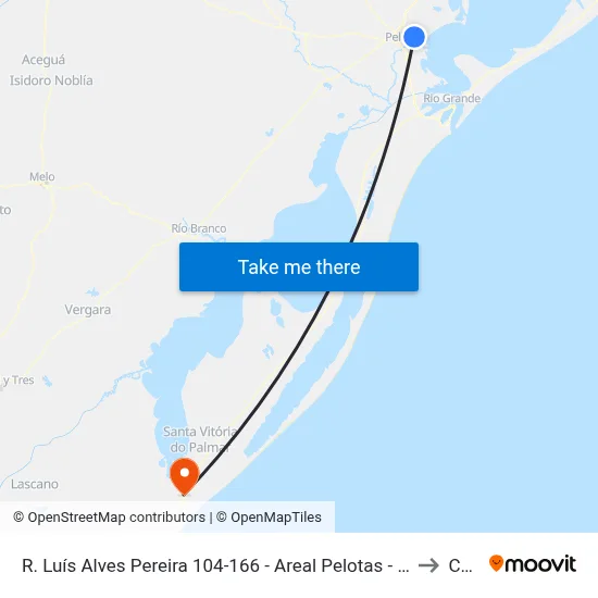 R. Luís Alves Pereira 104-166 - Areal Pelotas - Rs Brasil to Chuí map