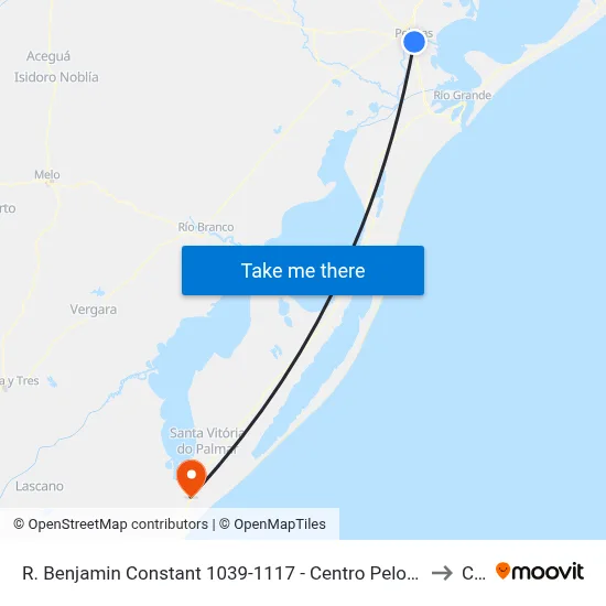 R. Benjamin Constant 1039-1117 - Centro Pelotas - Rs 96010-020 Brasil to Chuí map