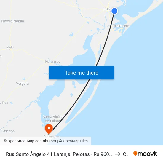 Rua Santo Ângelo 41 Laranjal Pelotas - Rs 96090-650 Brasil to Chuí map