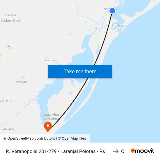 R. Veranópolis 201-279 - Laranjal Pelotas - Rs 96090-220 Brasil to Chuí map