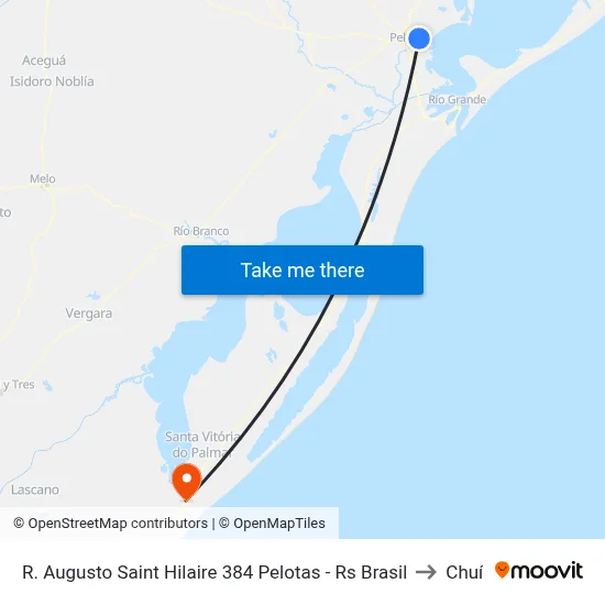 R. Augusto Saint Hilaire 384 Pelotas - Rs Brasil to Chuí map