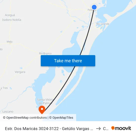 Estr. Dos Maricás 3024-3122 - Getúlio Vargas Pelotas - Rs Brasil to Chuí map