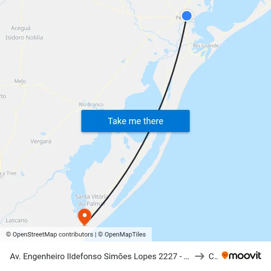 Av. Engenheiro Ildefonso Simões Lopes 2227 - Três Vendas Pelotas - Rs 96060-290 Brasil to Chuí map
