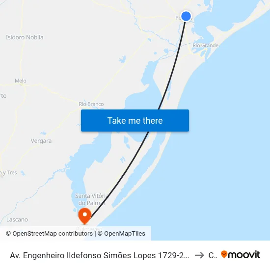 Av. Engenheiro Ildefonso Simões Lopes 1729-2025 - Três Vendas Pelotas - Rs 96060-290 Brasil to Chuí map
