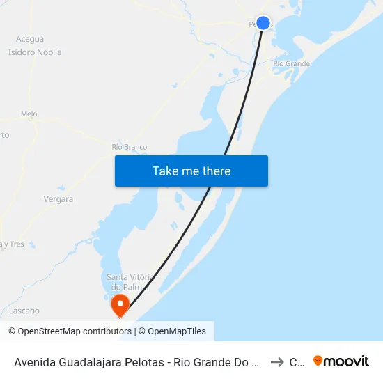 Avenida Guadalajara Pelotas - Rio Grande Do Sul 96060 Brasil to Chuí map