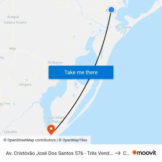 Av. Cristóvão José Dos Santos 576 - Três Vendas Pelotas - Rs Brasil to Chuí map