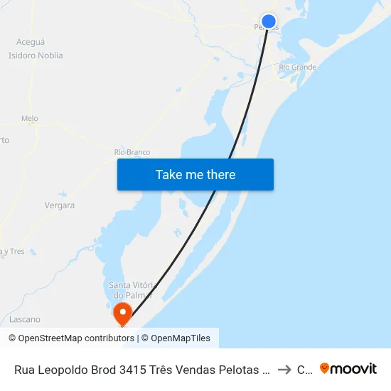 Rua Leopoldo Brod 3415 Três Vendas Pelotas - Rs 96070-370 Brasil to Chuí map