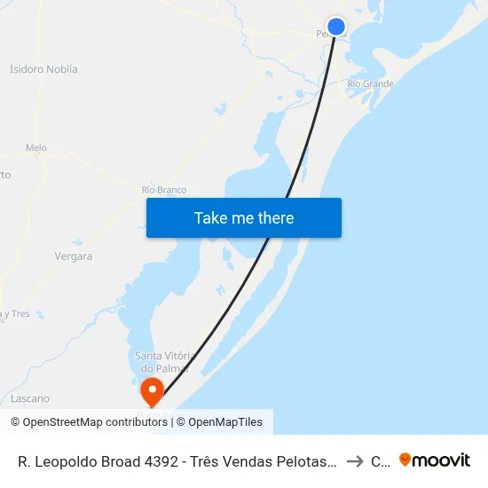 R. Leopoldo Broad 4392 - Três Vendas Pelotas - Rs 96070-370 Brasil to Chuí map