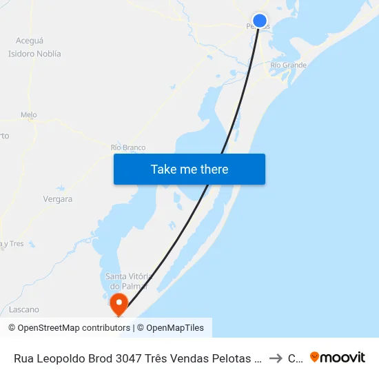 Rua Leopoldo Brod 3047 Três Vendas Pelotas - Rs 96070-370 Brasil to Chuí map