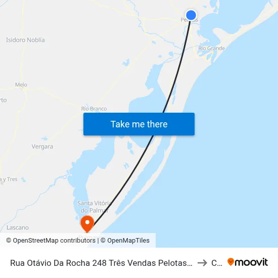 Rua Otávio Da Rocha 248 Três Vendas Pelotas - Rs 96080-180 Brasil to Chuí map