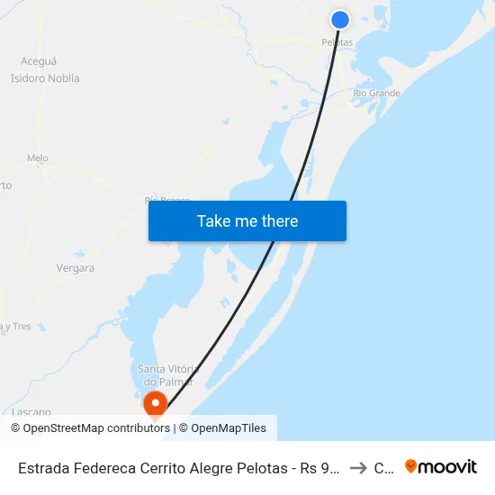 Estrada Federeca Cerrito Alegre Pelotas - Rs 96105-000 Brasil to Chuí map