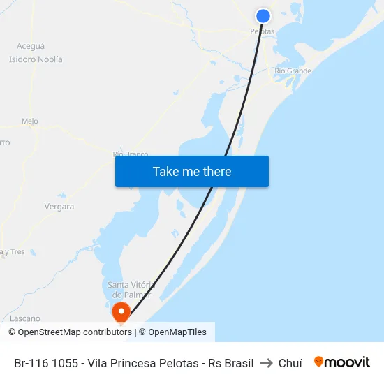 Br-116 1055 - Vila Princesa Pelotas - Rs Brasil to Chuí map