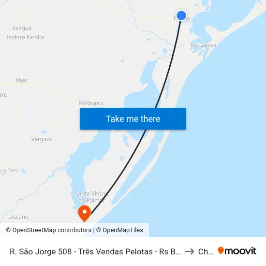 R. São Jorge 508 - Três Vendas Pelotas - Rs Brasil to Chuí map