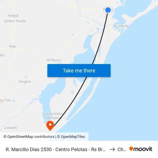 R. Marcílio Dias 2530 - Centro Pelotas - Rs Brasil to Chuí map
