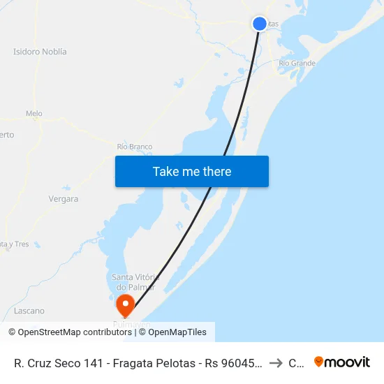 R. Cruz Seco 141 - Fragata Pelotas - Rs 96045-480 Brasil to Chuí map