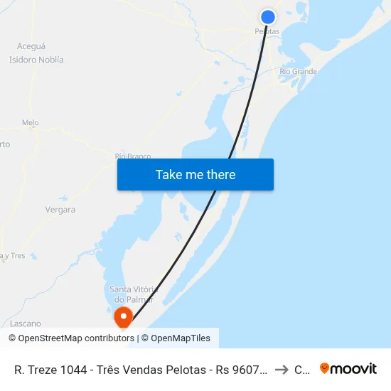 R. Treze 1044 - Três Vendas Pelotas - Rs 96072-033 Brasil to Chuí map