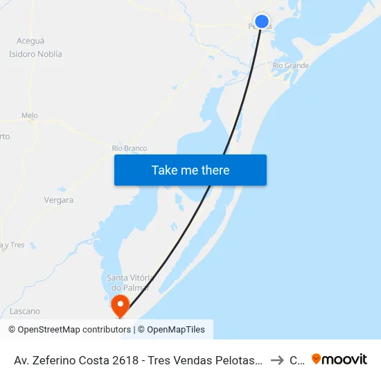 Av. Zeferino Costa 2618 - Tres Vendas Pelotas - Rs 96070-480 Brasil to Chuí map