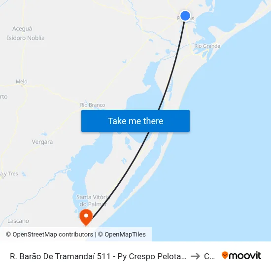 R. Barão De Tramandaí 511 - Py Crespo Pelotas - Rs Brasil to Chuí map