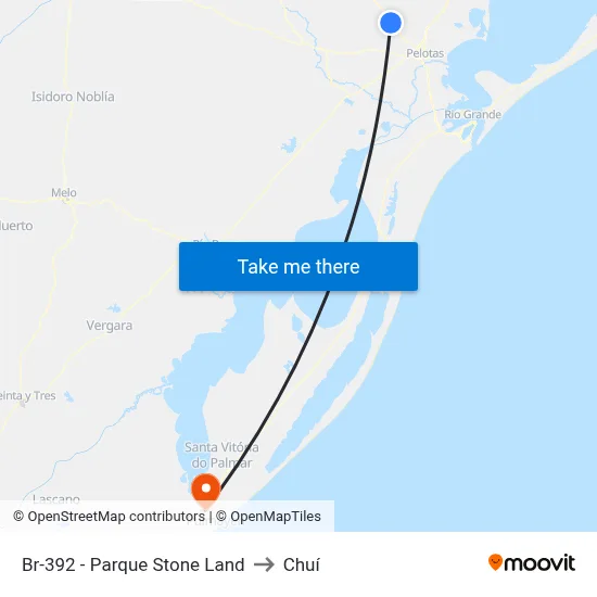 Br-392 - Parque Stone Land to Chuí map