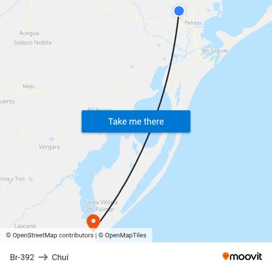 Br-392 to Chuí map