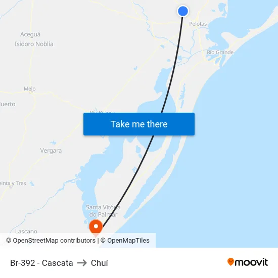 Br-392 - Cascata to Chuí map