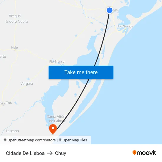 Cidade De Lisboa to Chuy map
