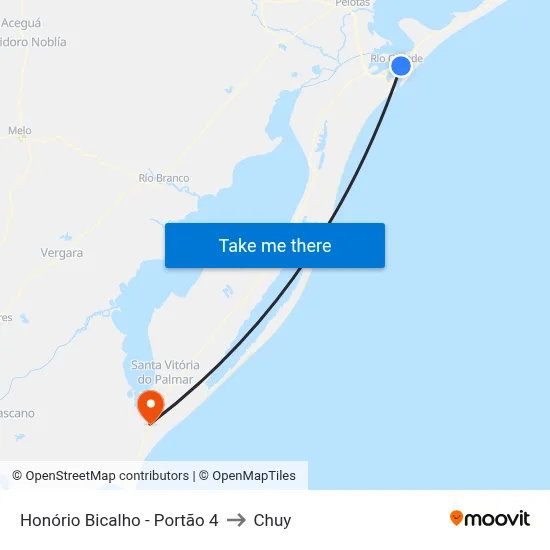 Honório Bicalho - Portão 4 to Chuy map
