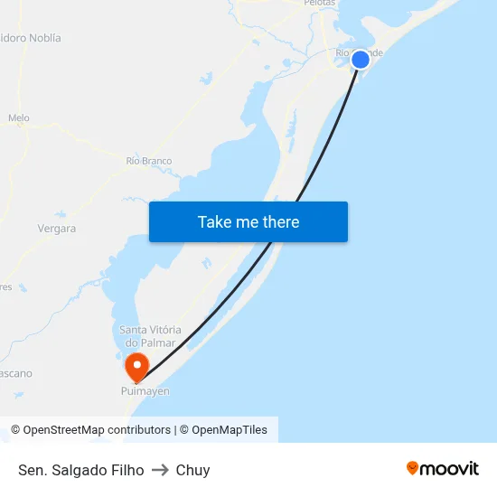 Sen. Salgado Filho to Chuy map