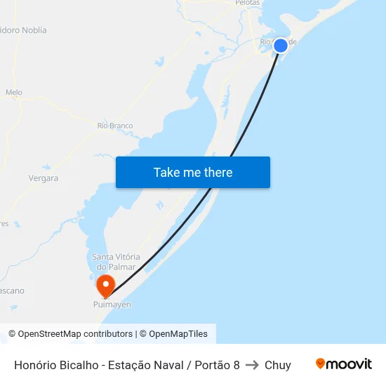 Honório Bicalho - Estação Naval / Portão 8 to Chuy map