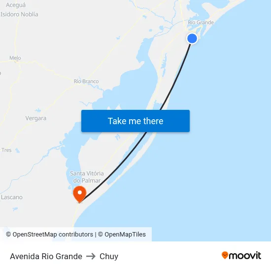 Avenida Rio Grande to Chuy map