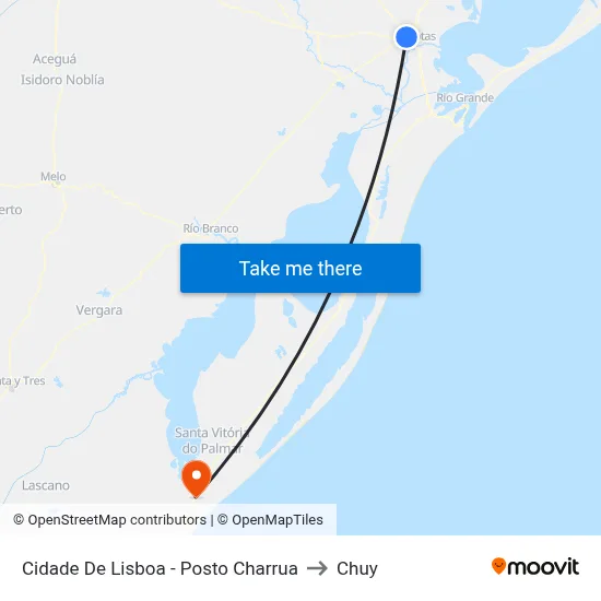 Cidade De Lisboa - Posto Charrua to Chuy map