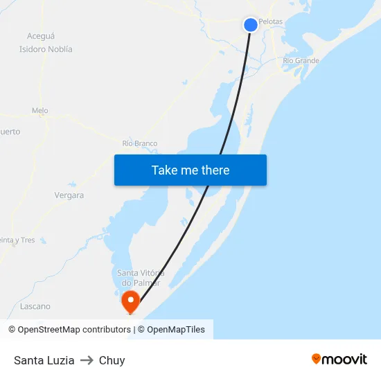 Santa Luzia to Chuy map