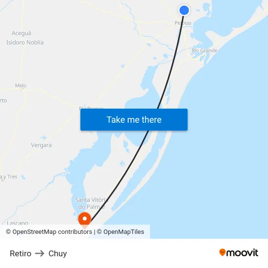 Retiro to Chuy map