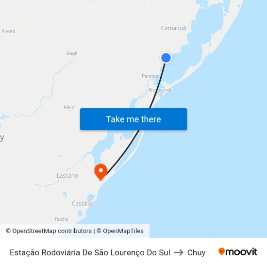 Estação Rodoviária De São Lourenço Do Sul to Chuy map