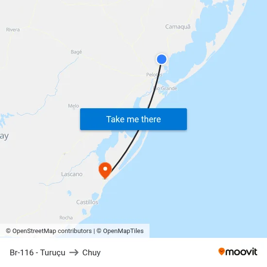 Br-116 - Turuçu to Chuy map