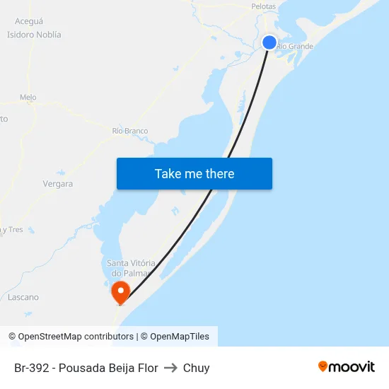 Br-392 - Pousada Beija Flor to Chuy map