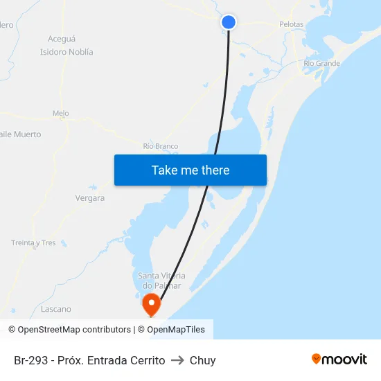 Br-293 - Próx. Entrada Cerrito to Chuy map