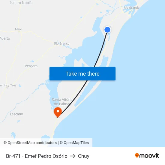 Br-471 - Emef Pedro Osório to Chuy map
