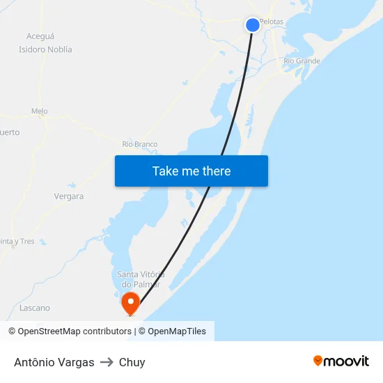 Antônio Vargas to Chuy map