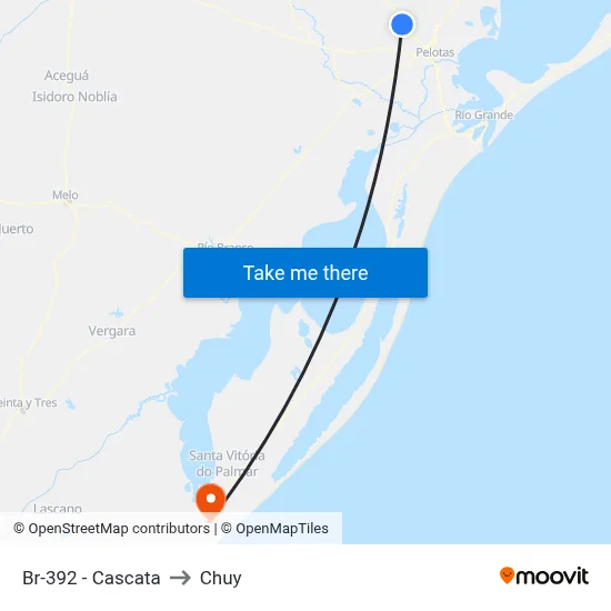 Br-392 - Cascata to Chuy map