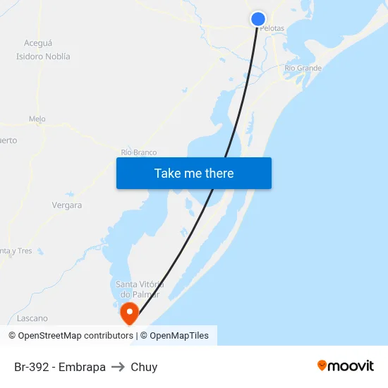 Br-392 - Embrapa to Chuy map