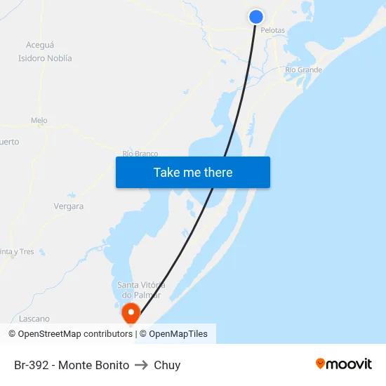 Br-392 - Monte Bonito to Chuy map