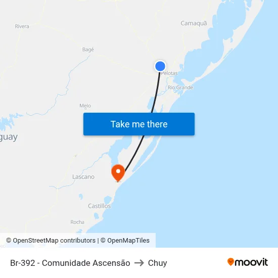 Br-392 - Comunidade Ascensão to Chuy map