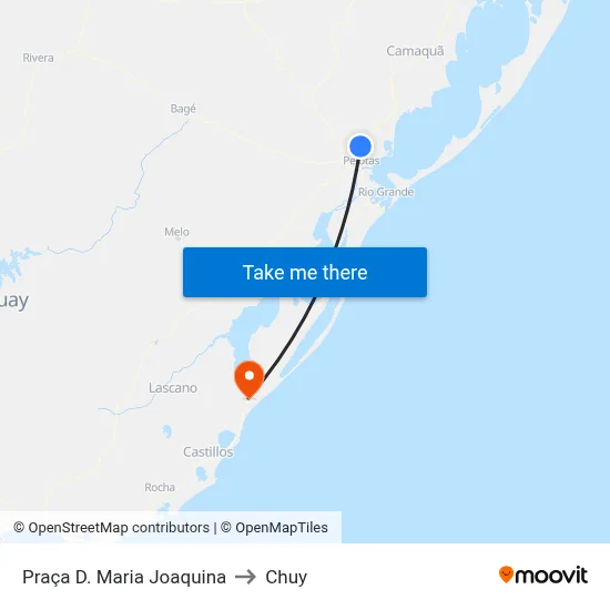 Praça D. Maria Joaquina to Chuy map